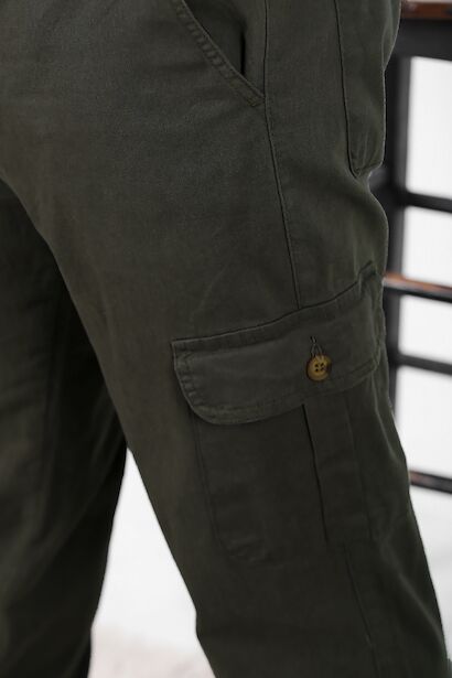 Erkek Paça Lastikli Kargo Pantolon  Haki 6