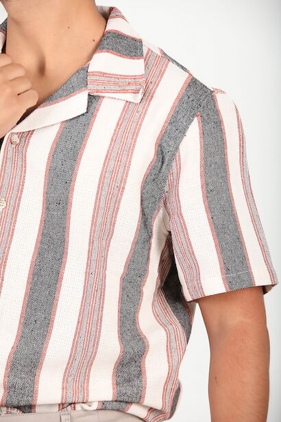 Erkek Çizgili Gömlek  Kiremit 6