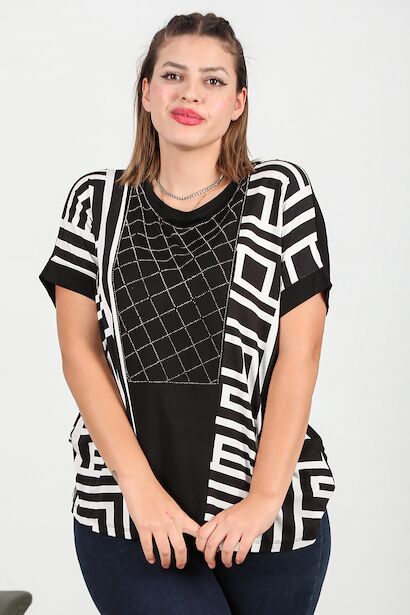 Büyük Beden Desenli Bluz 