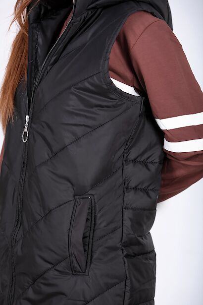 Kadın Uzun Yelek  Siyah 9