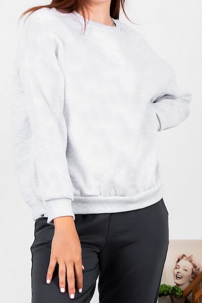 Kadın Üç İplik Sıfır Yaka Sweat 