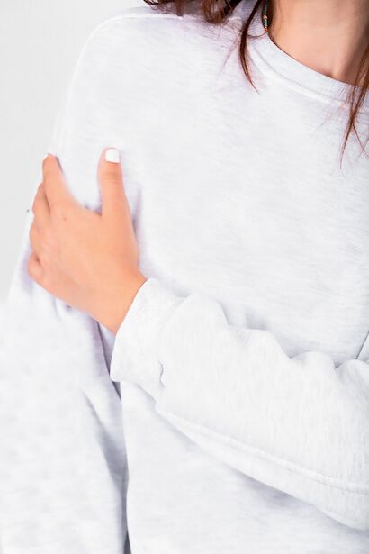 Kadın Üç İplik Sıfır Yaka Sweat  Gri 4