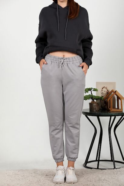Kadın Futter Paça Laastikli Eşofman  Gri 6