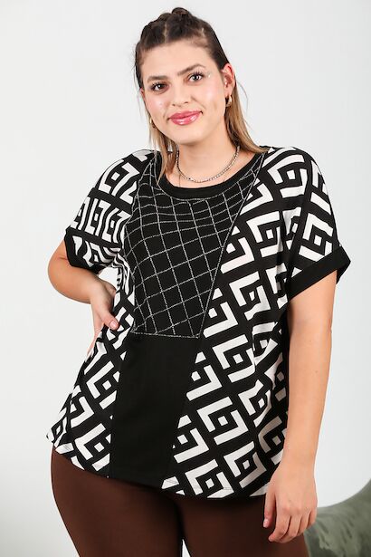 Büyük Beden Desenli Bluz 