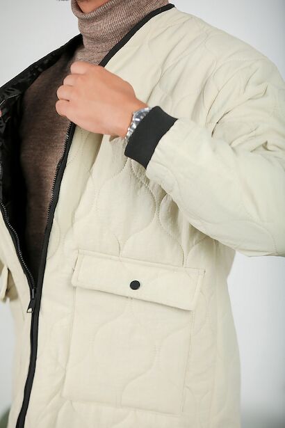 Erkek Kapitone Mont  Bej 9