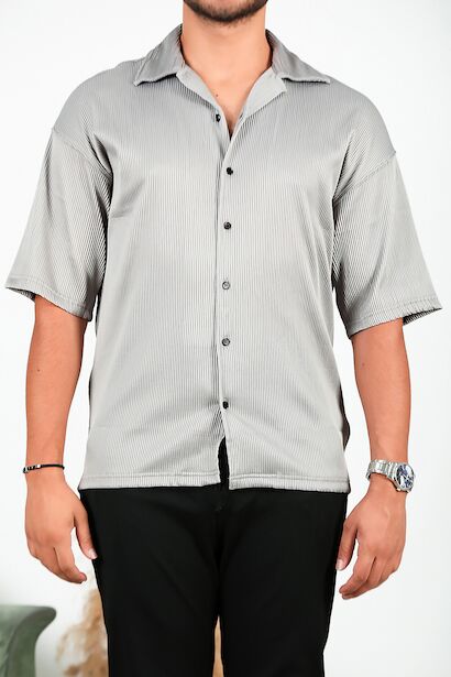 Erkek Fitilli Gömlek  Gri 6
