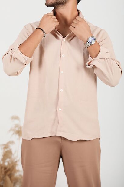 Erkek Uzun Kol Keten Gömlek 