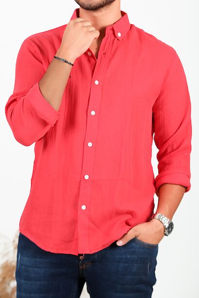 Erkek Uzun Kol Keten Gömlek 