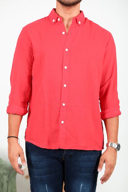 Erkek Uzun Kol Keten Gömlek Nar 6
