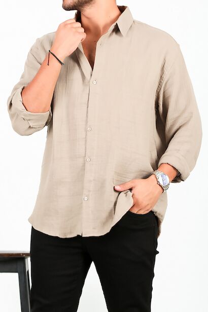 Erkek Oversize Uzun Kol Gömlek 