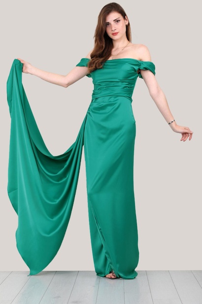 Kadın Saten Uzun Abiye