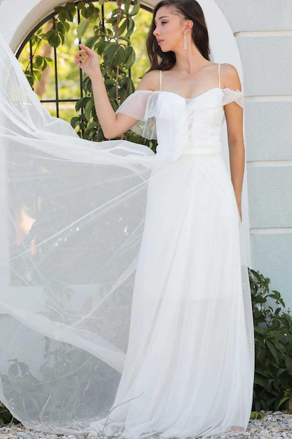 Pileli Kadın Uzun Abiye