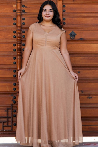 Simli Büyük Beden Uzun Abiye