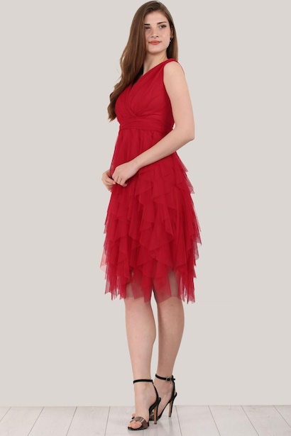 Kadın Kısa Tül Abiye Elbise