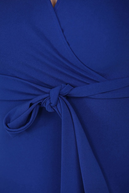 Kadın Kısa Krep Elbise Saks 6