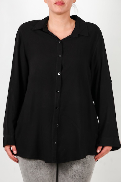 Büyük Beden Gömlek Siyah Siyah 6