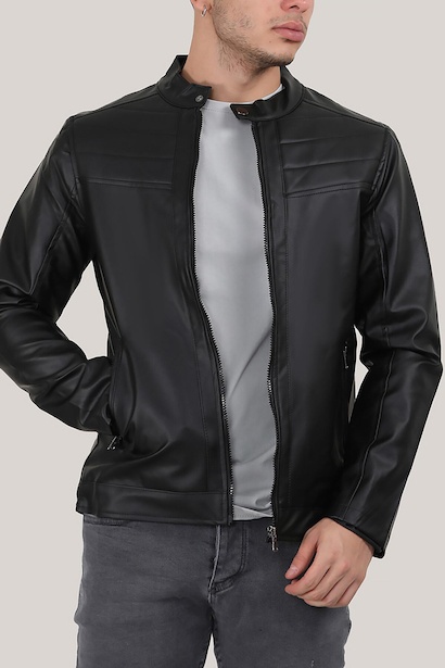 Erkek Hakim Yaka Deri Mont