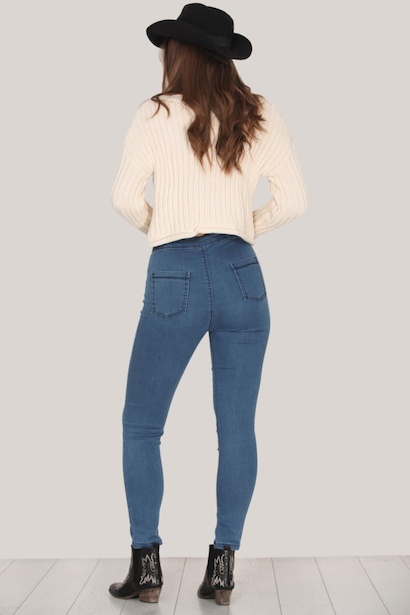 Kadın Yüksek Bel Kot Pantolon Kot 4