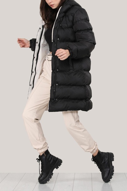 Kadın Kapşonlu Şişme Mont