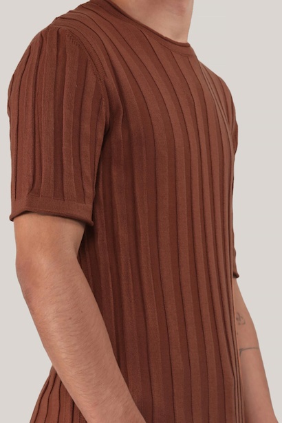 Erkek Bisiklet Yaka Kısa Kol Triko Kiremit 4