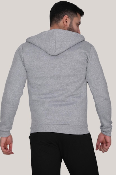 Erkek Fermuarlı Sweat Gri 4