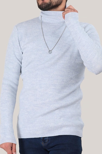 Erkek Balıkçı Yaka Fitilli Triko Kazak
