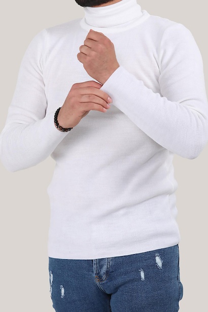 Erkek Balıkçı Yaka Fitilli Triko Kazak