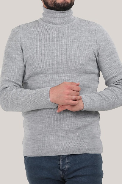 Erkek Balıkçı Yaka Fitilli Triko Kazak