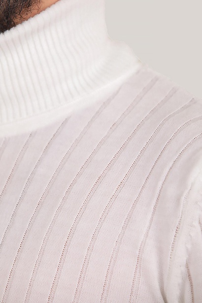 Erkek Balıkçı Yaka Kazak Ekru 4