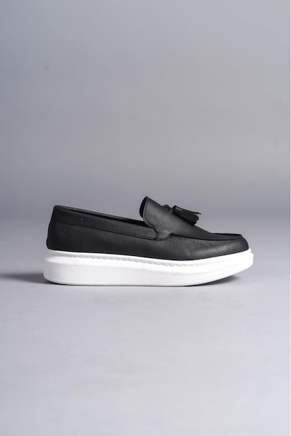 Slw-154 Siyah Cilt Erkek Spor Günlük Ayakkabı Siyah