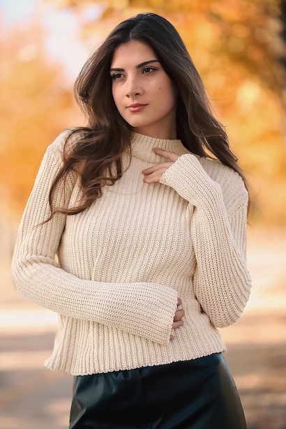 Kadın Yarım Balıkçı Yaka Bluz