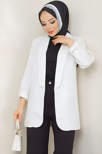 Kadın Mendil Yaka Blazer Ceket