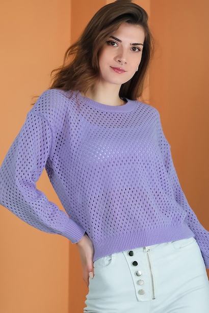 Kadın Delikli Triko Bluz