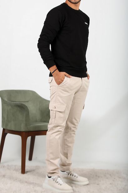 Erkek Kargo Cepli Düz Paça Pantolon 