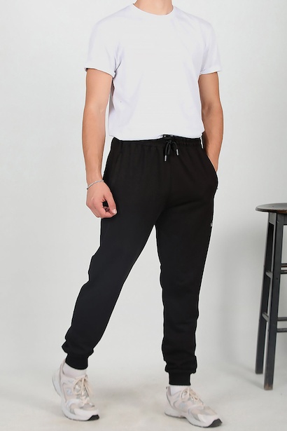 Erkek Büyük Beden Manşetli Eşofman Siyah