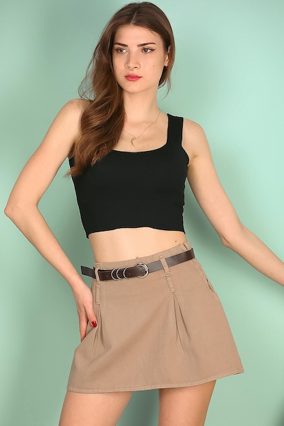 Kadın Kemerli Mini Etek