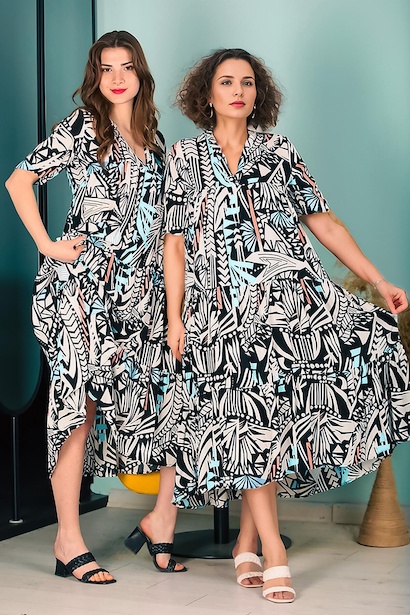 Kadın Kısa Kol Midi Boy Elbise