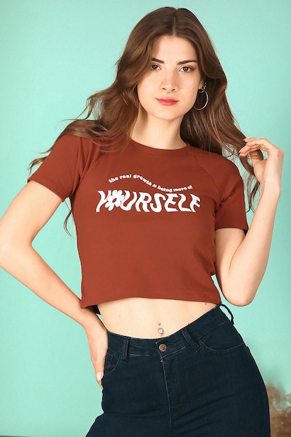 Kadın Baskılı Kısa T-shırt