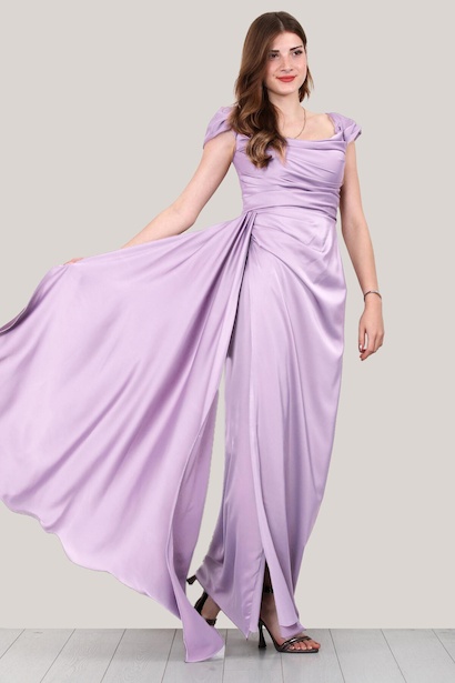 Kadın Saten Uzun Abiye