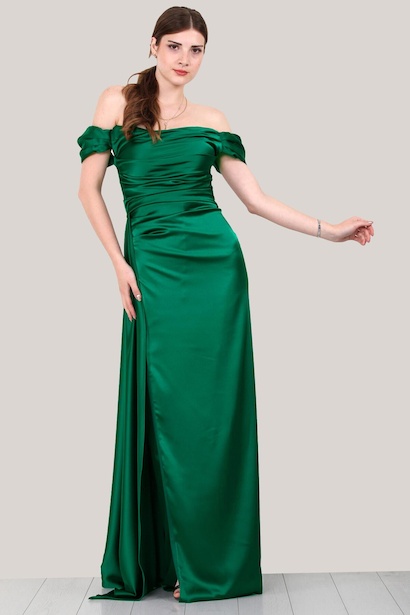 Kadın Saten Uzun Abiye