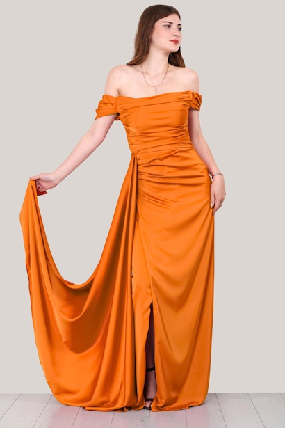 Kadın Saten Uzun Abiye