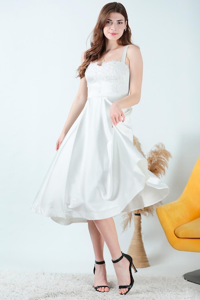 Kadın Midi Boy Saten Abiye