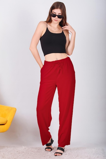 Kadın Palazzo Pantolon Kırmızı 6