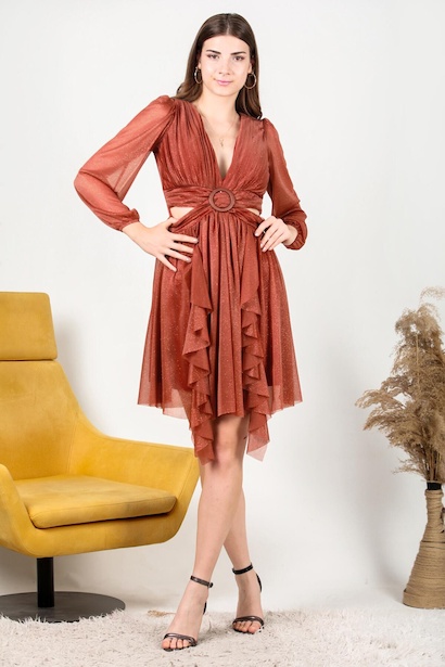 Kadın Eteği Fırfır abiye Elbise