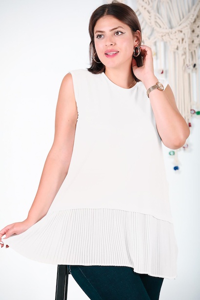 Büyük Beden Eteği Pileli Tunik