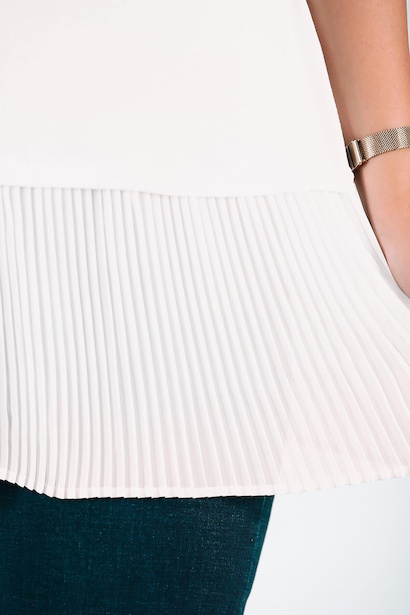 Büyük Beden Eteği Pileli Tunik Ekru 6