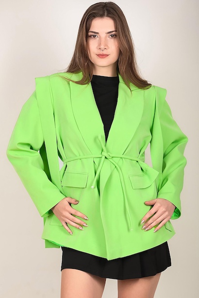 Kadın Omzu Kuşaklı Blazer Ceket
