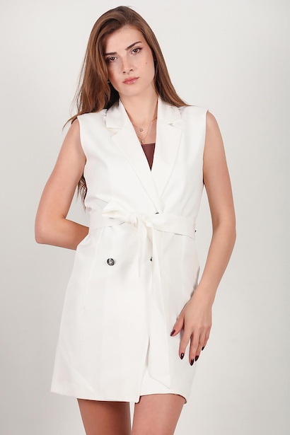 Kadın Blazer Yelek Ekru 6