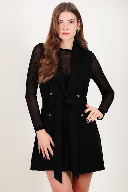Kadın Blazer Yelek Siyah 6