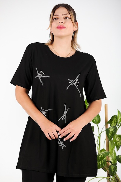 Büyük Beden Bisiklet Yaka Bluz